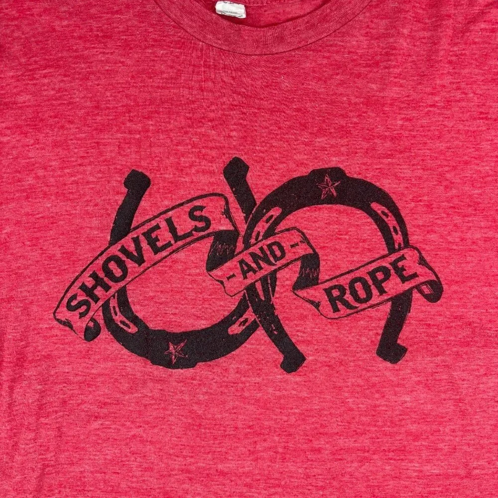 Shovels And Rope Shirt Size Large Red Black Horseshoes Band Tee - Picture 4 of 8